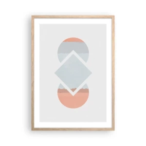 Plakat i ramme af lyst egetræ - Situationen er klar - 50x70 cm