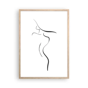 Plakat i ramme af lyst egetræ - Flygtig som en bølge - 50x70 cm