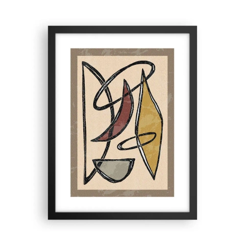 Plakat i sort ramme - Komposition - buer og ovaler - 30x40 cm