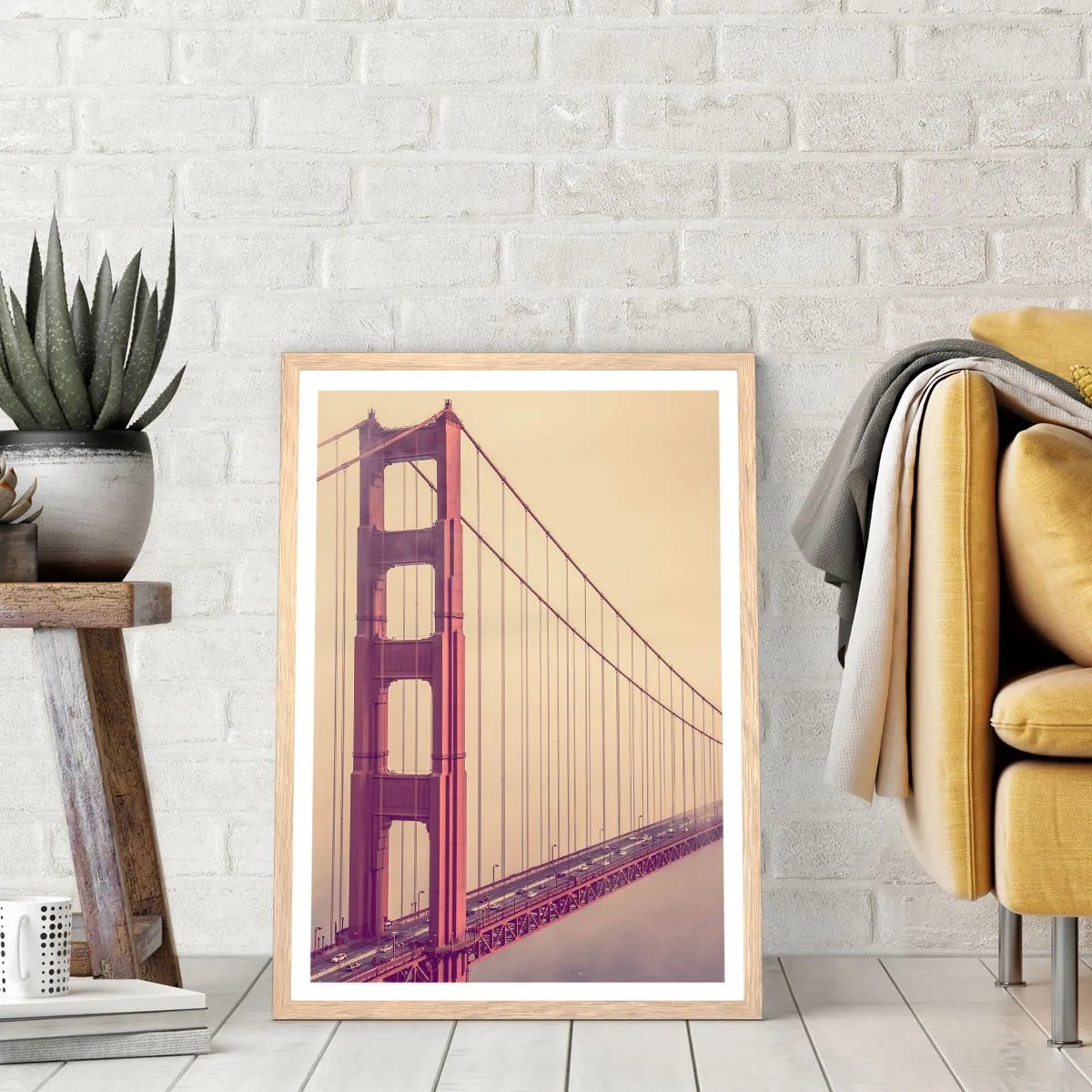 Plakat i ramme af lyst egetræ - Mellem himmel og jord - 50x70 cm