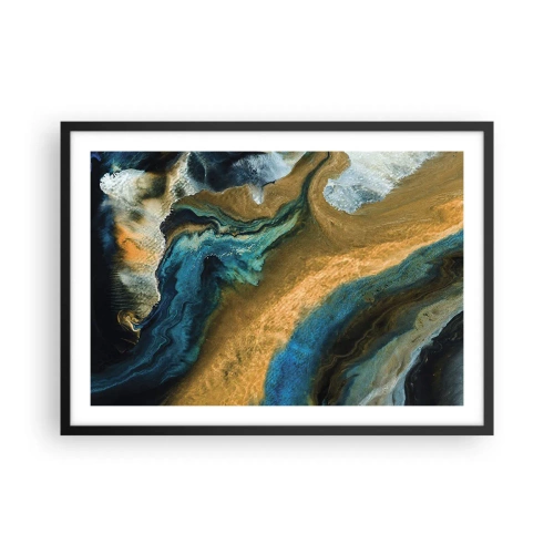 Plakat i sort ramme - Blå - gul - gensidig indflydelse - 70x50 cm