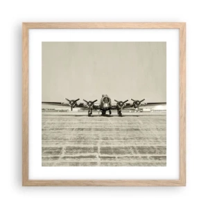 Plakat i ramme af lyst egetræ - Som altid klar - 40x40 cm