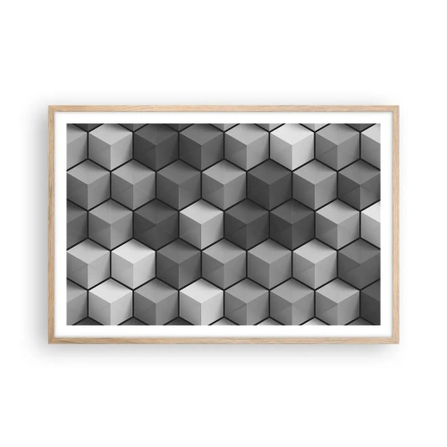 Plakat i ramme af lyst egetræ - Kubistisk puslespil - 91x61 cm