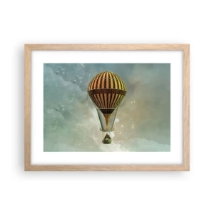 Plakat i ramme af lyst egetræ - Banebrydende flyvninger - 40x30 cm