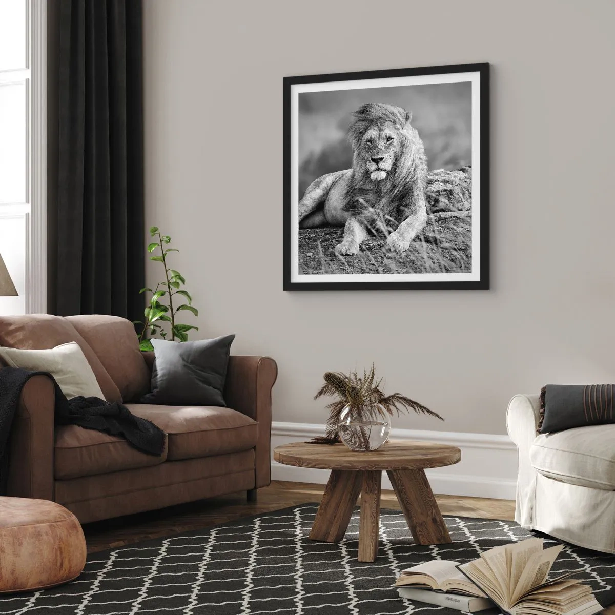 Plakat i sort ramme - Kongelig siesta - 50x50 cm