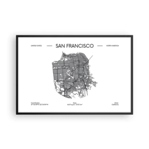 Plakat i sort ramme - San Franciscos anatomi - 91x61 cm