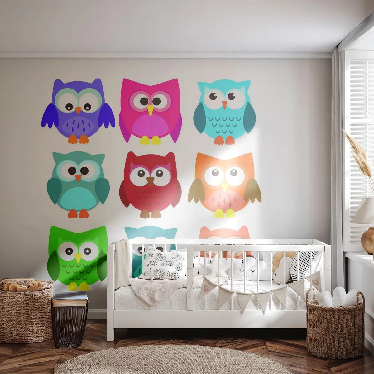 Fototapet Premium Canvas - Forskelle kan være morsomme - For børn, Ugle, Grafik - 450x315 cm