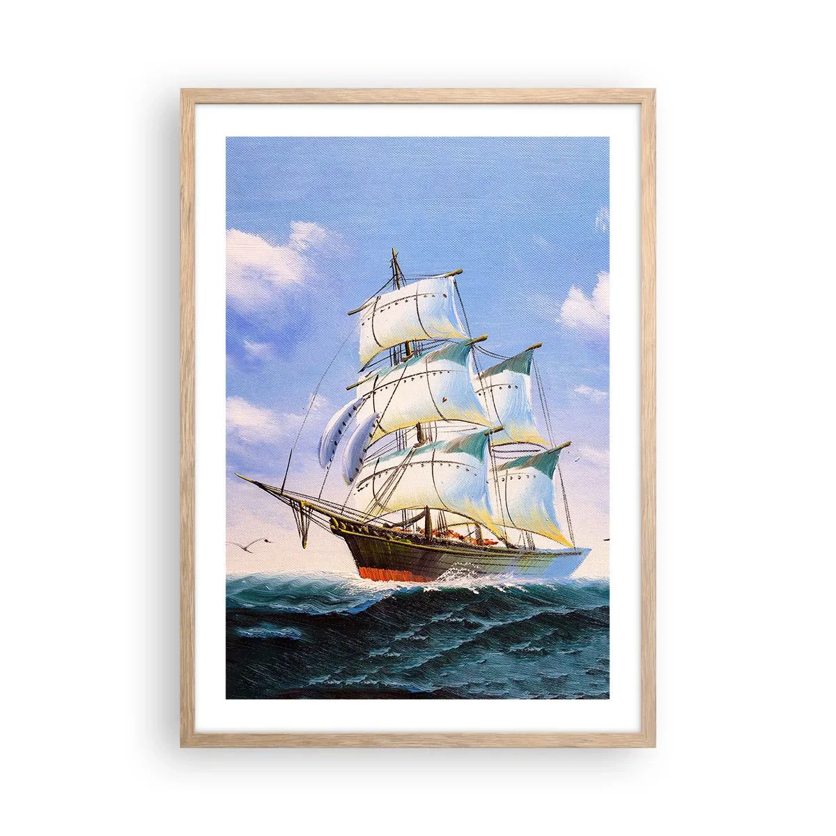 Plakat i ramme af lyst egetræ - Stolt med vinden - 50x70 cm