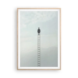 Plakat i ramme af lyst egetræ - Stig yderligere - 70x100 cm