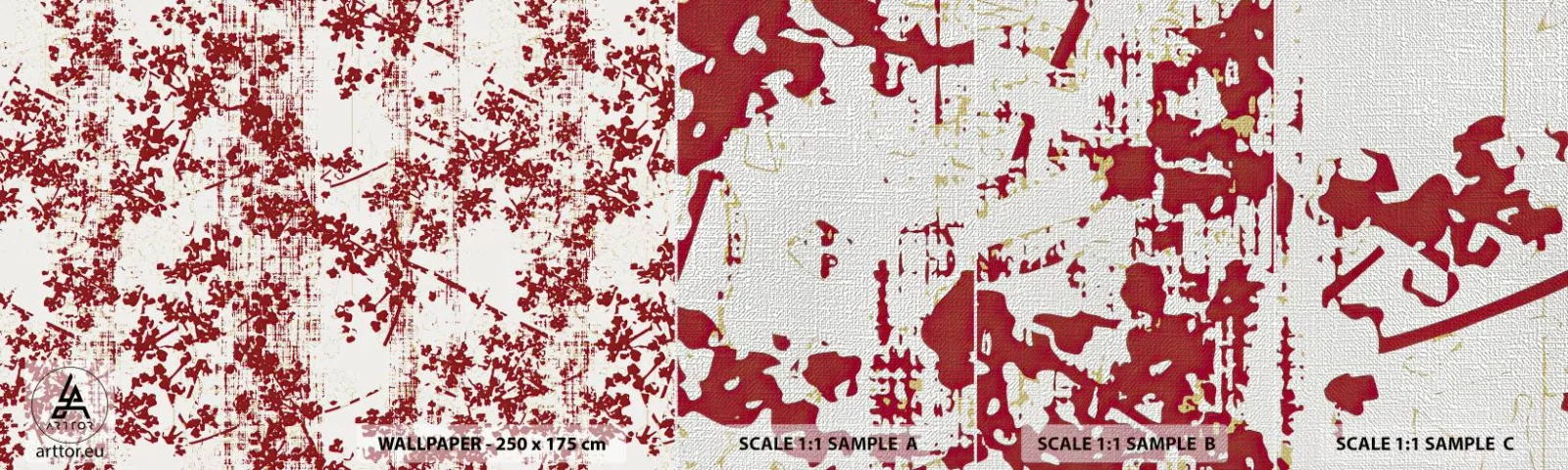 Prøve Fototapet Premium Canvas - Som en gammel percale - Ældret, Mønster, Blomster - 100x30 cm