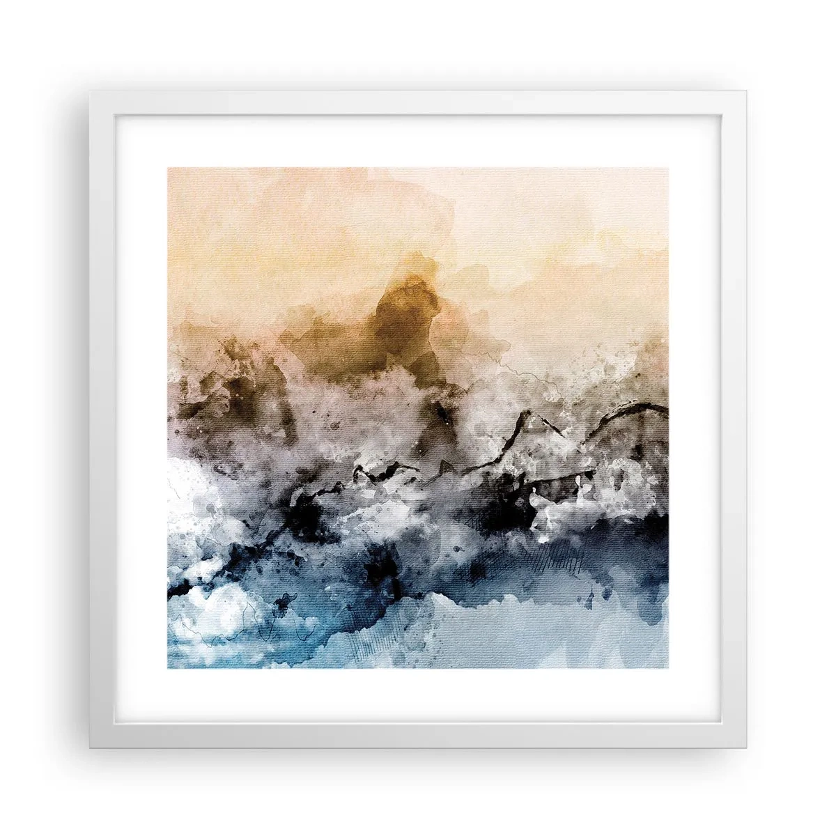 Plakat i hvid ramme - Sænket i en tågesvirvel - 40x40 cm