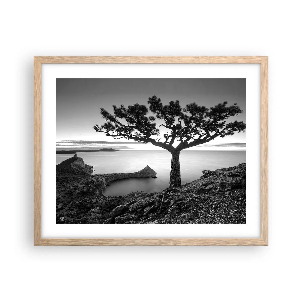 Plakat i ramme af lyst egetræ - Fred hele vejen til horisonten - 50x40 cm