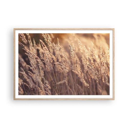 Plakat i ramme af lyst egetræ - Klar til at byde efteråret velkommen - 100x70 cm