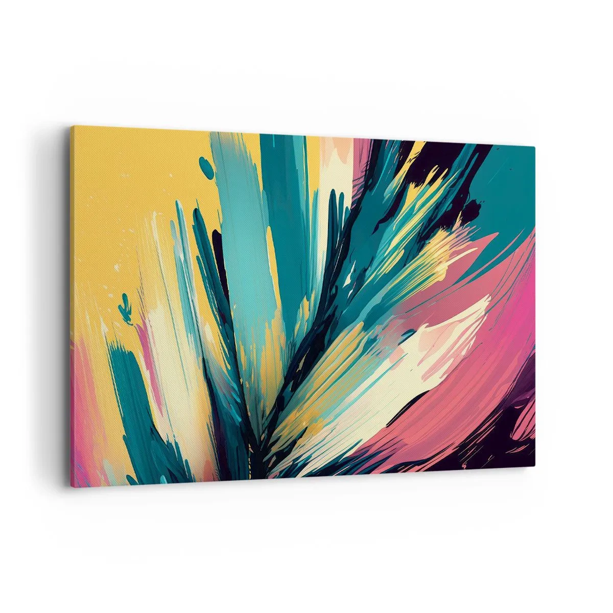 Lærredstryk - Billede på lærred - Komposition - en eksplosion af glæde - 120x80 cm