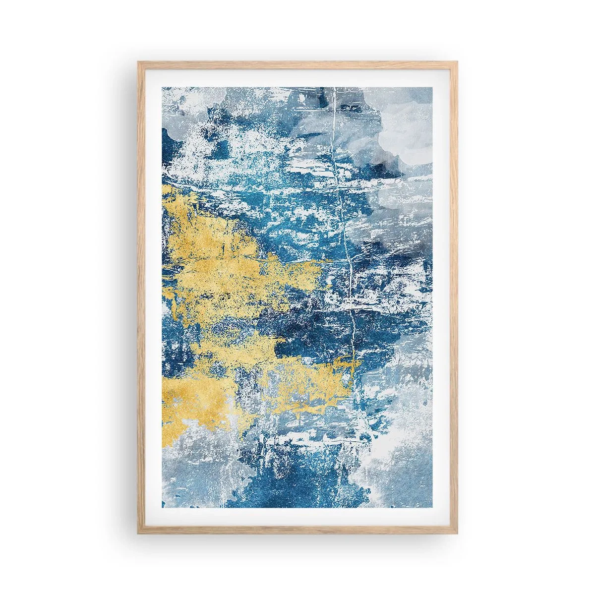 Plakat i ramme af lyst egetræ - En fredfyldt abstraktion - 61x91 cm