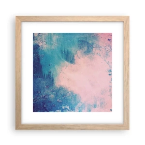 Plakat i ramme af lyst egetræ - Blå omfavnelse - 30x30 cm