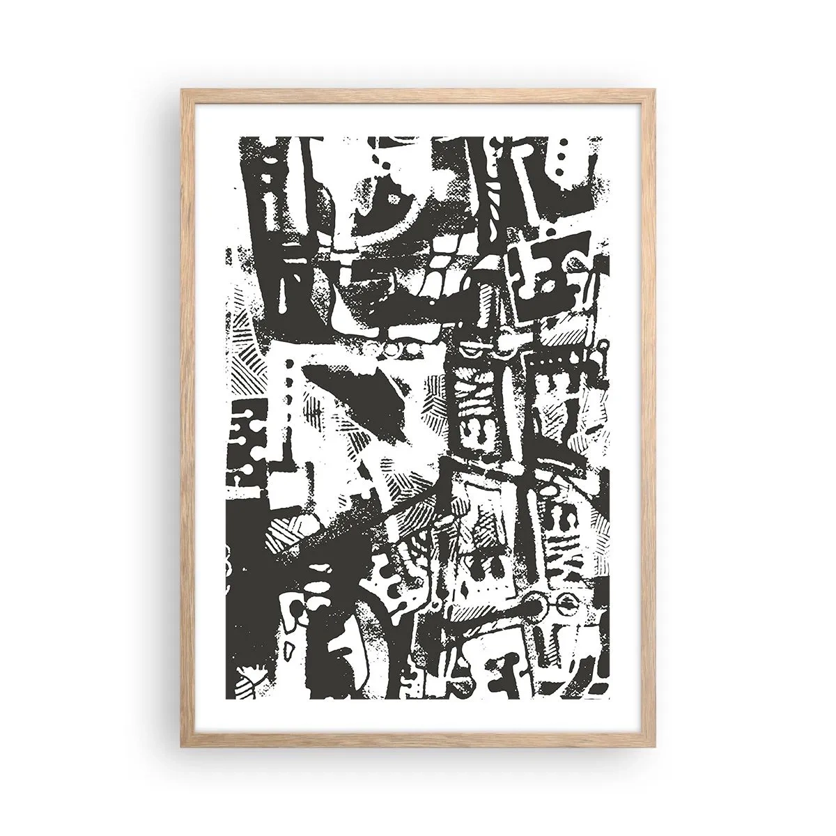 Plakat i ramme af lyst egetræ - Orden eller kaos? - 50x70 cm