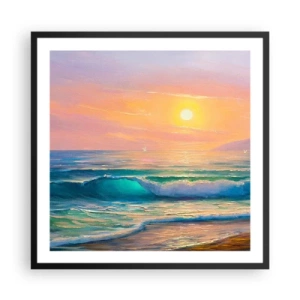 Plakat i sort ramme - Bølgernes turkisfarvede sang - 60x60 cm