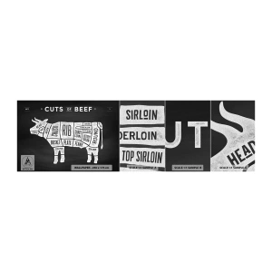 Prøve Fototapet Premium Sand - Slagterens grundbog - Gastronomi, Tyr, Bøf - 100x30 cm
