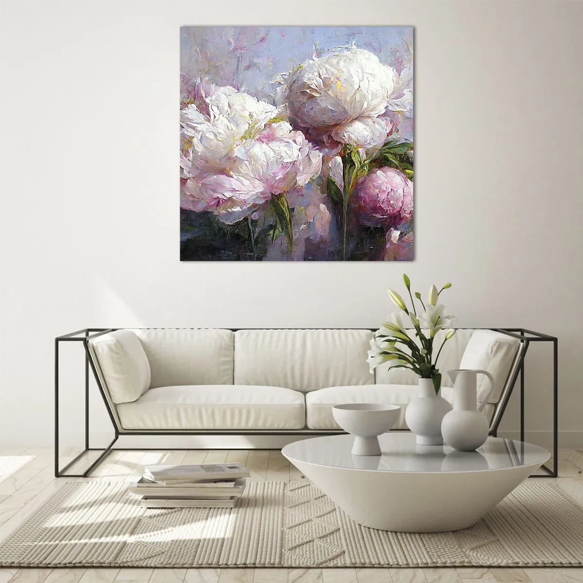 Billede på glas - En buket fyldt med liv - 70x70 cm