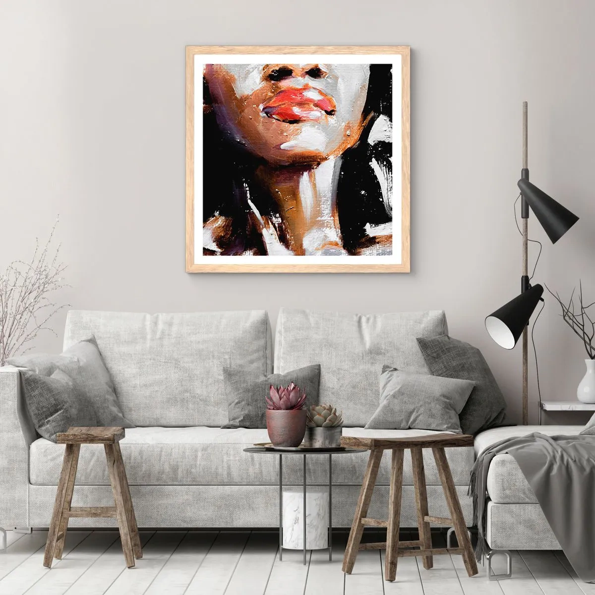 Plakat i ramme af lyst egetræ - Stolthed uden fordomme - 50x50 cm