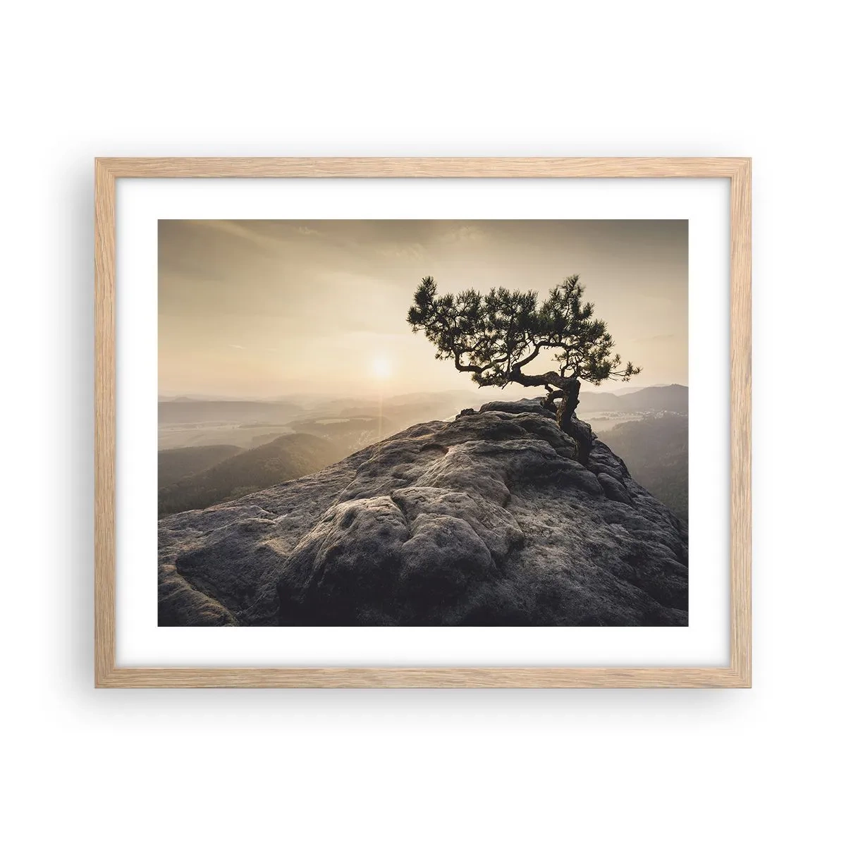 Plakat i ramme af lyst egetræ - Livet vinder altid - 50x40 cm