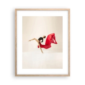 Plakat i ramme af lyst egetræ - Rød og sort - 40x50 cm