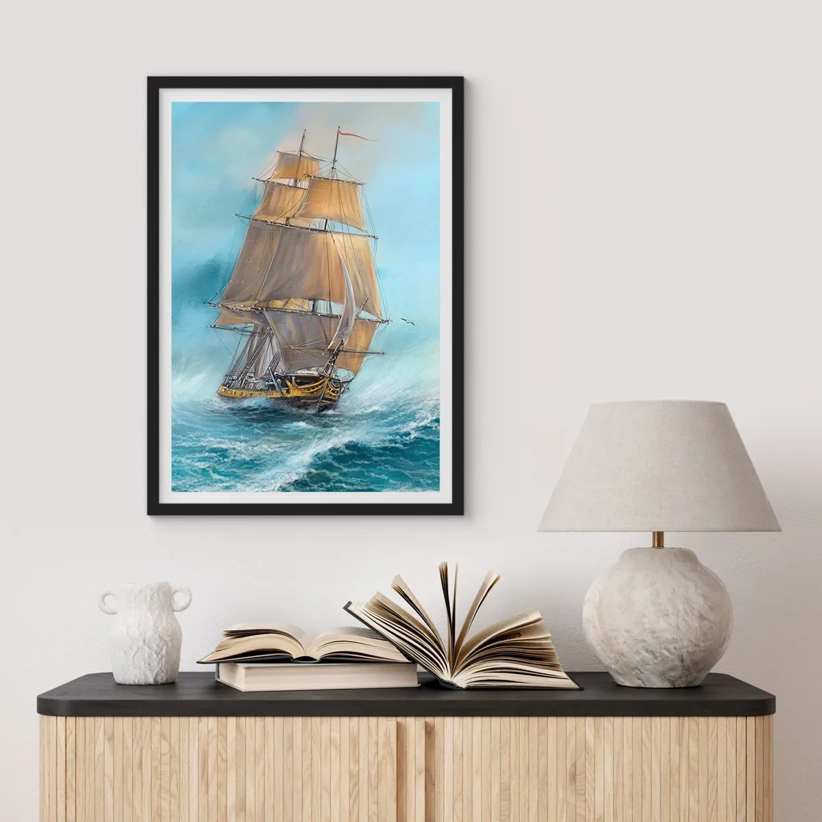 Plakat i sort ramme - Bølgende gennem bølgerne - 40x50 cm