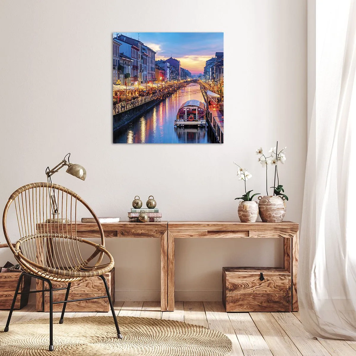 Lærredstryk - Billede på lærred - En aften med lys og sjov - 50x50 cm