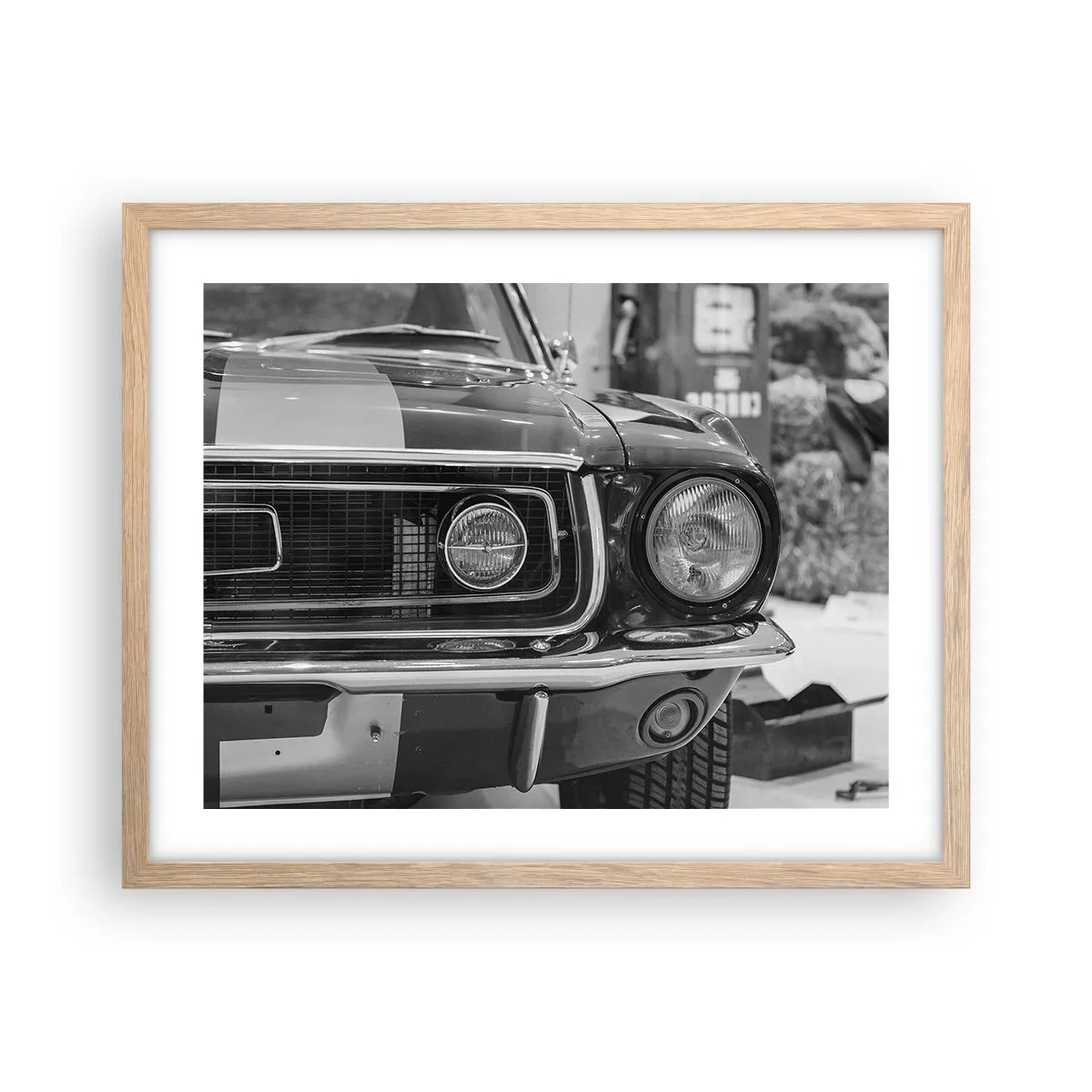 Plakat i ramme af lyst egetræ - Hård kørsel - 50x40 cm