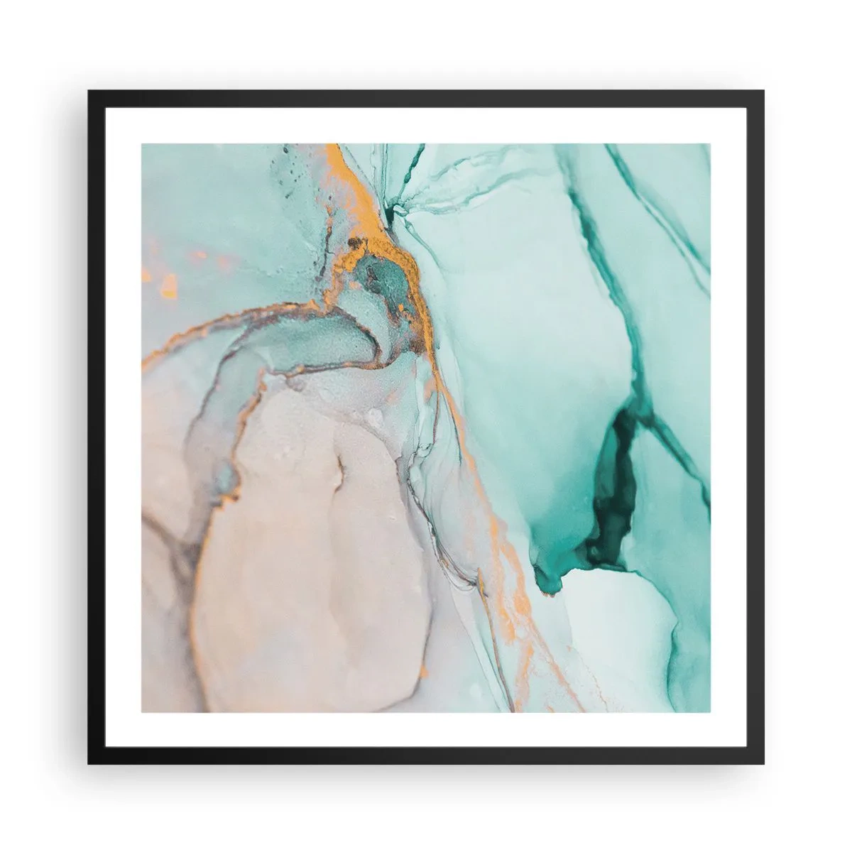 Plakat i sort ramme - Dans af former og farver - 60x60 cm