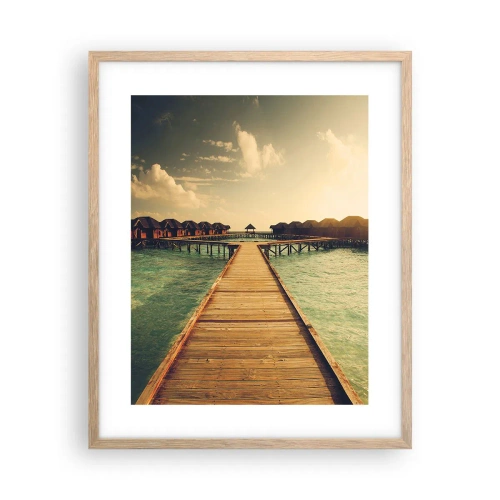 Plakat i ramme af lyst egetræ - En varm invitation - 40x50 cm