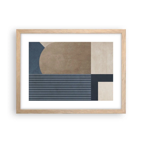 Plakat i ramme af lyst egetræ - En komposition af enkelhed og rundhed - 40x30 cm