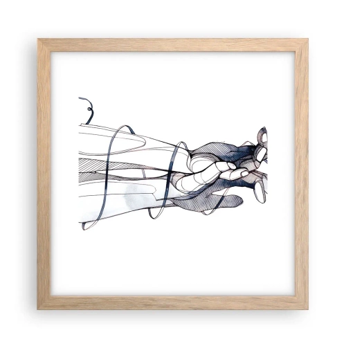 Plakat i ramme af lyst egetræ - En undersøgelse af berøring - 30x30 cm
