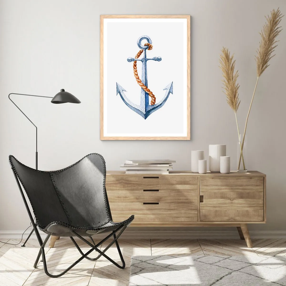 Plakat i ramme af lyst egetræ - Ahoj eventyr! - 40x50 cm
