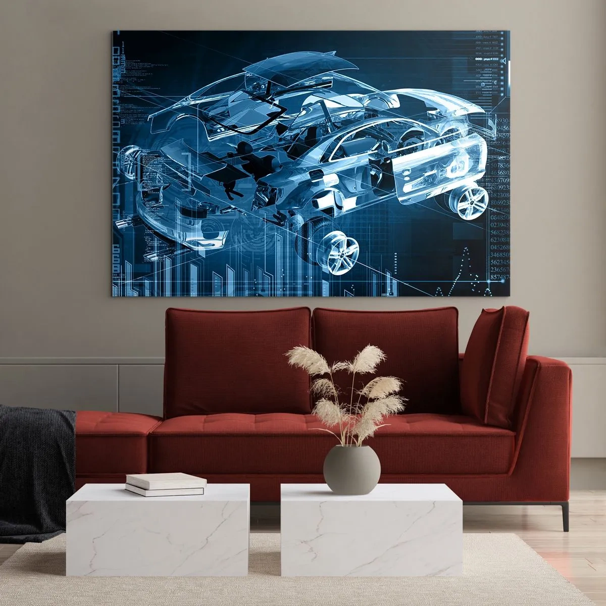Billede på glas - Teknisk anatomi - 100x70 cm