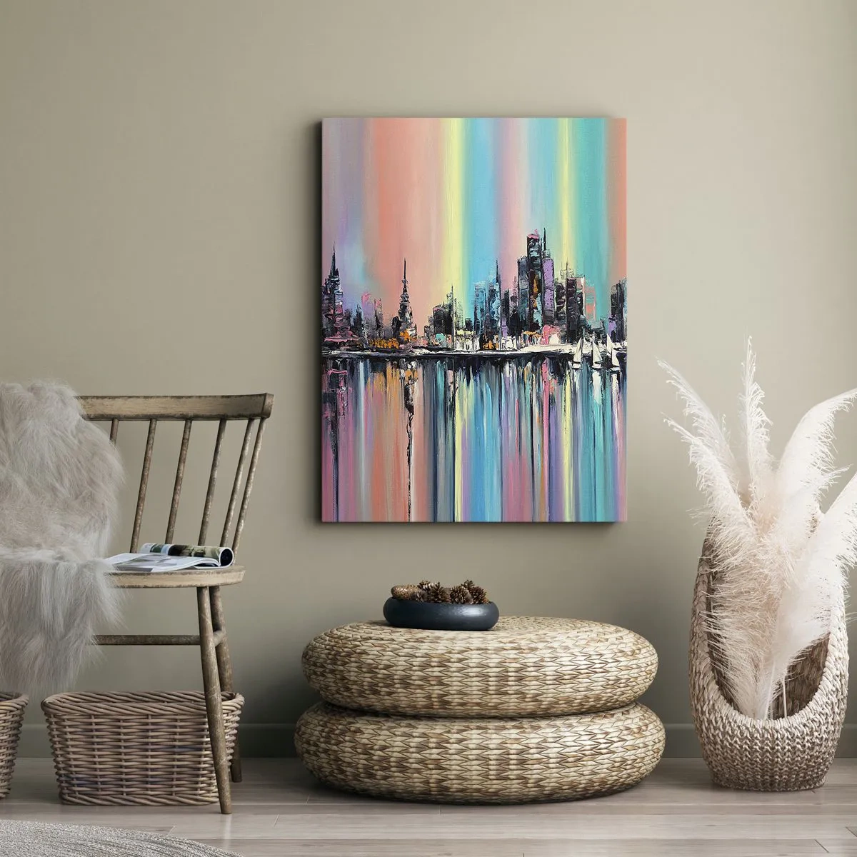 Lærredstryk - Billede på lærred - Skinne nattens lys - 45x80 cm