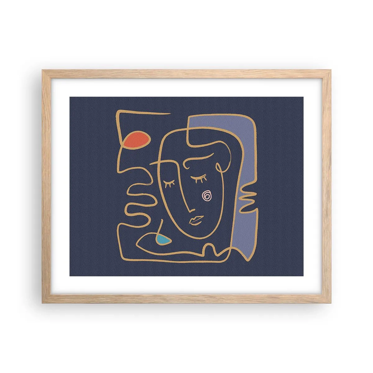 Plakat i ramme af lyst egetræ - I drømmerier - 50x40 cm