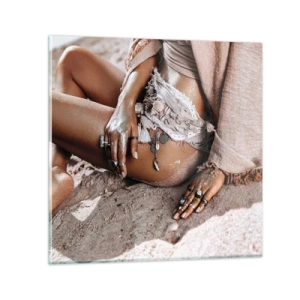 Billede på glas - Kastet ud af bølgerne? - 70x70 cm