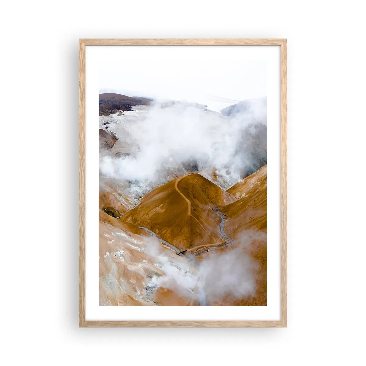 Plakat i ramme af lyst egetræ - Den rå skønhed i Island - 50x70 cm