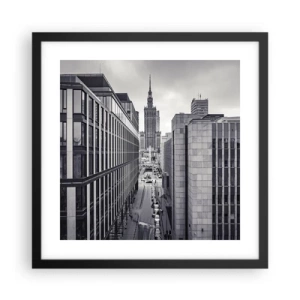 Plakat i sort ramme - Warszawa dalen - 40x40 cm