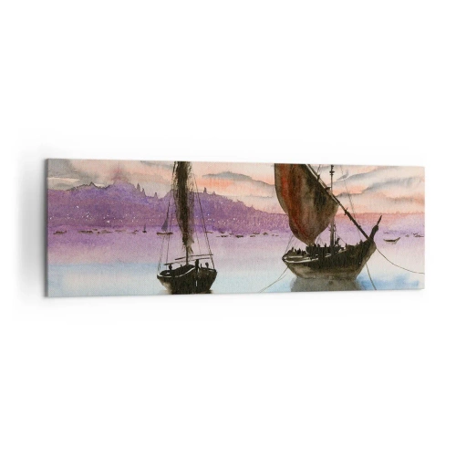 Lærredstryk - Billede på lærred - Aften i havnen - 160x50 cm
