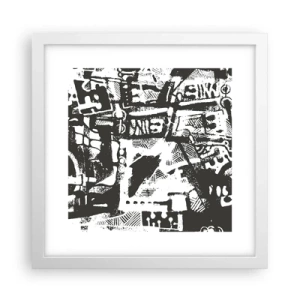 Plakat i hvid ramme - Orden eller kaos? - 30x30 cm