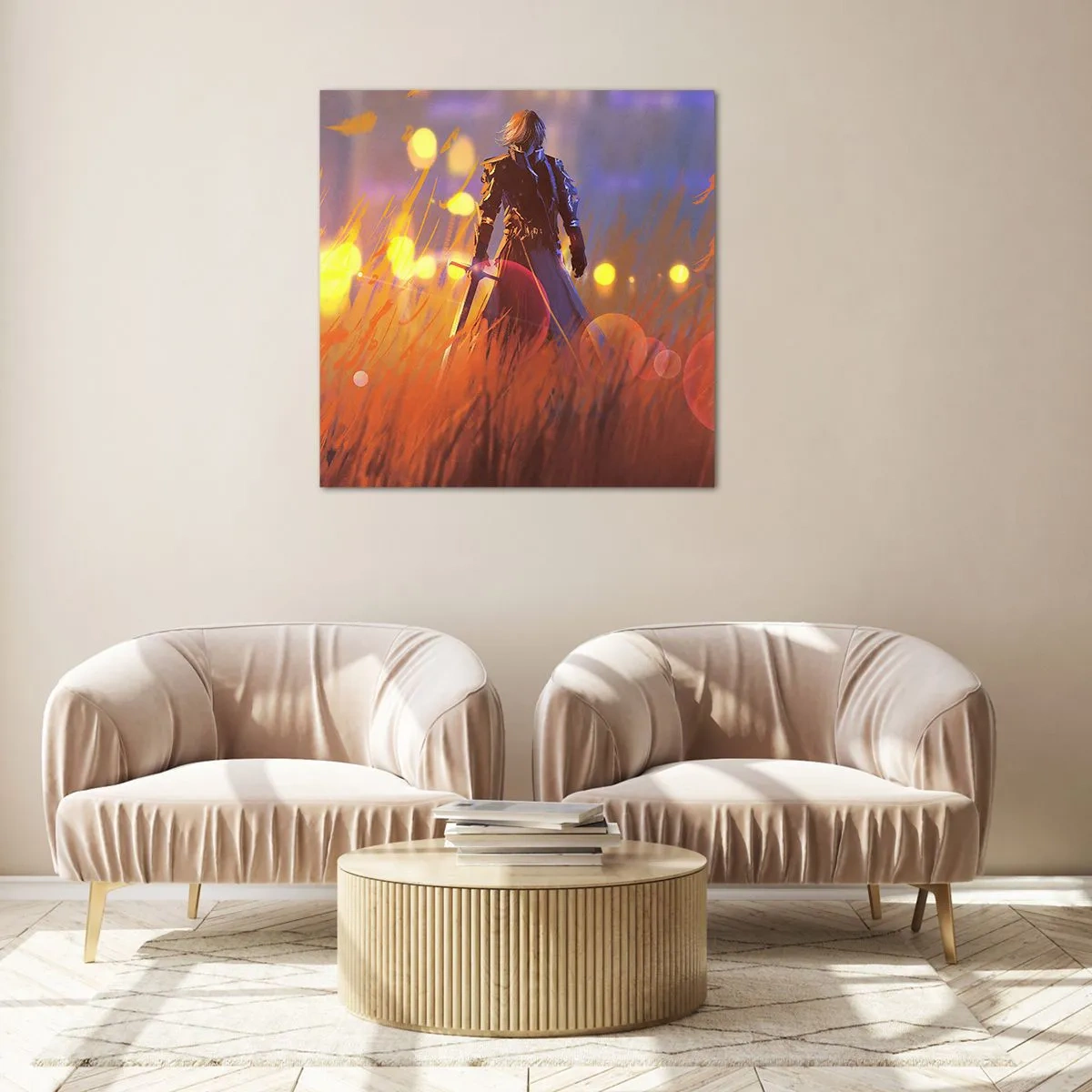 Billede på glas - Herreløs ridder - 70x70 cm