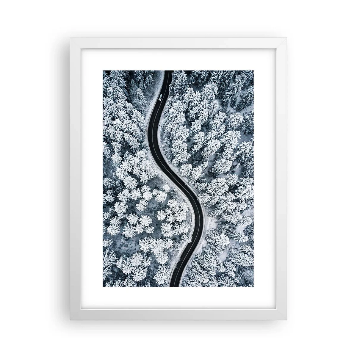 Plakat i hvid ramme - Gennem en vinterskov - 30x40 cm