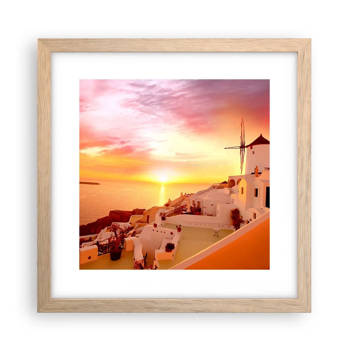Plakat i ramme af lyst egetræ - Opløses i hvidt og guld - 30x30 cm