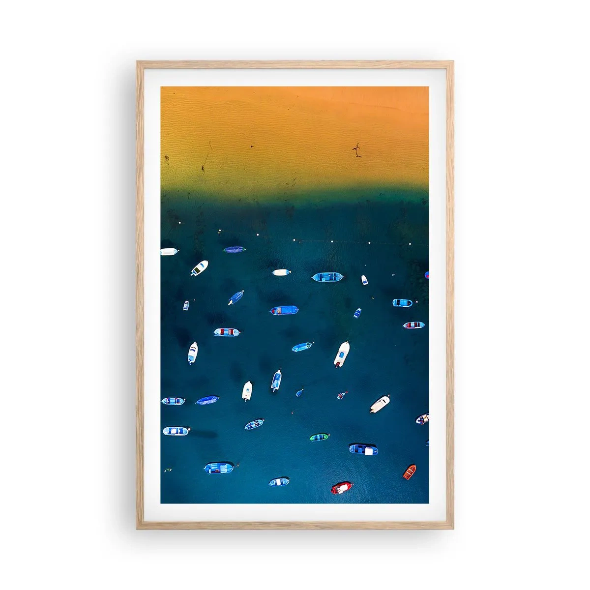 Plakat i ramme af lyst egetræ - En ferieleg - 61x91 cm