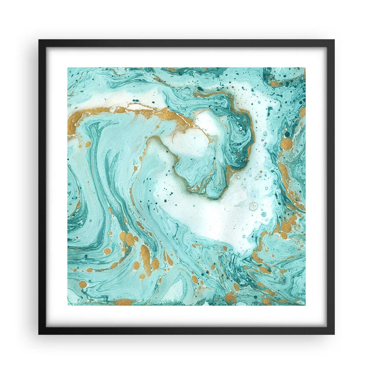 Plakat i sort ramme - Under den store bølge i Edo-perioden - 50x50 cm