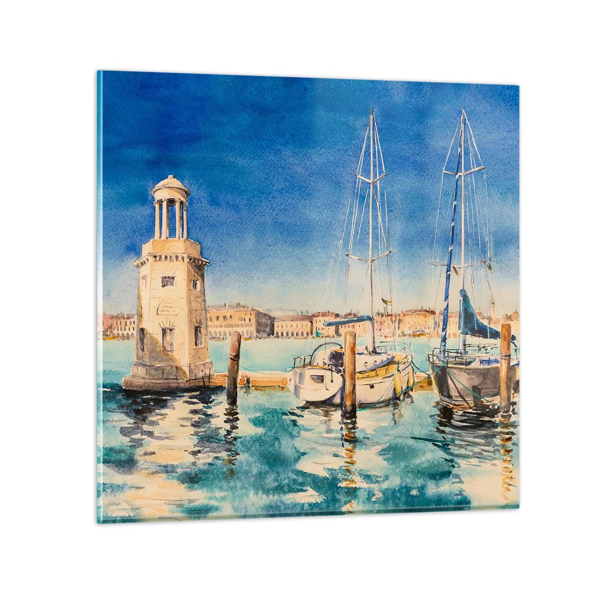 Billede på glas - Solrig lagune - 60x60 cm