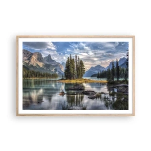 Plakat i ramme af lyst egetræ - Over store og klare vande… - 91x61 cm